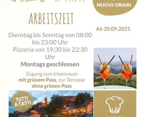 ARBEITSZEIT Ab 20/09/2021