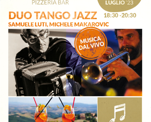 Duo Luti - Makarovic 11 agosto 2023 ore 18:30 - Aperimusc: aperitivo con musica dal vivo nella terrazza alta super panoramica! - Il Barrino di Tatti